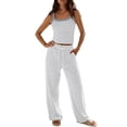 thumbnail image 1 of BOOMNY Womens Pajamas 2 Peice Set Striped Sleeveless Tops Pants Pjs Sets Cozy Fall Winter Loungewear Homewear, 1 of 6
