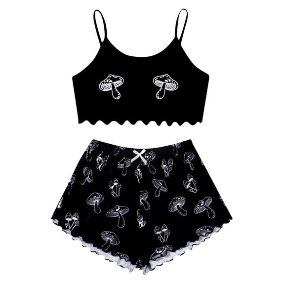 BOOMNY Womens Pajamas Set Sleeveless Pjs Crop Tops Shorts Sleepwewar Pyjamas Graphic Soft Cozy Homewear Loungewear Sets