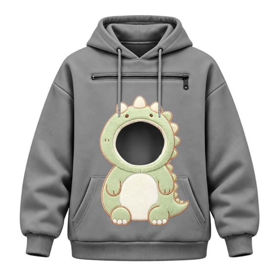 BOOMNY Womens Pet Pouch Hoodies Cute Dinosaur Graphic Cat Dog Hoodies for Women Kangaroo Pocket Soft Winter Animal Holder