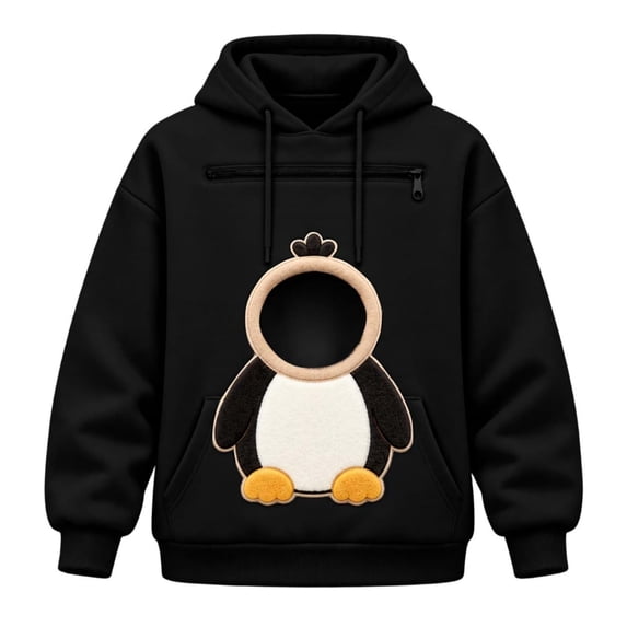 BOOMNY Womens Pet Pouch Hoodies Cute Penguin Graphic Cat Dog Hoodies for Women Kangaroo Pocket Soft Winter Animal Holder