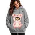thumbnail image 1 of BOOMNY Womens Pet Pouch Hoodies Cute Pig Graphic Cat Dog Hoodies for Women Kangaroo Pocket Soft Winter Animal Holder, 1 of 4