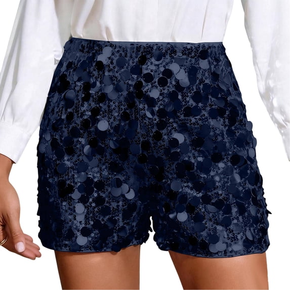 BOOMNY Womens Sequined Shorts Sparkly Stage Performance Shorts For Women Glitter Lightweight Low Rise Nightclub Bottoms