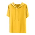 thumbnail image 1 of BOOMNY Womens Short Sleeve Hoodies Solid Pullover Hoodie for Women Trendy Lightweight Breathable Hooded Sweatshirts, 1 of 5