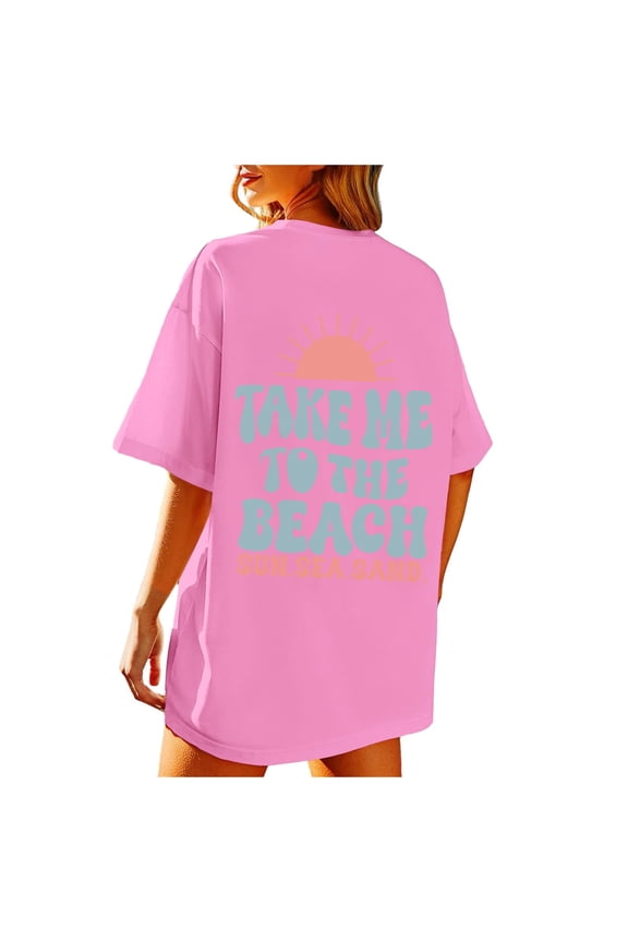 Womens Short Sleeve T-Shirts Letter Graphic Y2K Loose Summer Tops for Women