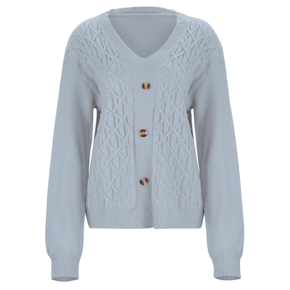 BOOMNY Womens Sweater Long Sleeve Sweaters for Women Solid Color Jacquard V Neck Knit Pullover Trendy Tops 2025 Fall Winter Knitwear