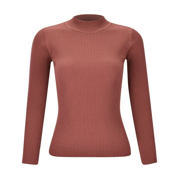 BOOMNY Womens Sweaters Long Sleeve Basic Sweaters for Women Solid Color Turtleneck Slim Knit Pullover Trendy Tops 2025 Fall Winter Knitwear
