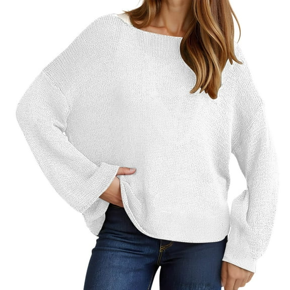 BOOMNY Womens Sweaters Long Sleeve Sweaters for Women Solid Color Fashion Hallow Out Warm Knit Pullover Trendy Tops 2025 Fall Winter Knitwear