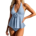 thumbnail image 1 of BOOMNY Womens Tankini Sets 2 Peice Lace Swimsuit For Women Solid Color Swimwear Tummy Control High Waist Cozy Soft Bathing Suits, 1 of 5