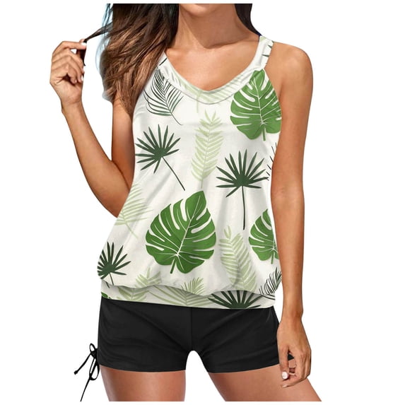 BOOMNY Womens Tankini Sets 2 Peice Swimsuit For Women Hawaii Graphic Swimwear Tummy Control High Waist Cozy Soft Bathing Suits