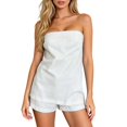 thumbnail image 1 of BOOMNY Womens Two Piece Shorts Set Solid Off Shoulder Tops Shorts Outfits Summer Casual Matching Sets, 1 of 6