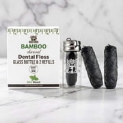 Bamboo Charcoal Dental Floss in Glass Container   Starter Set