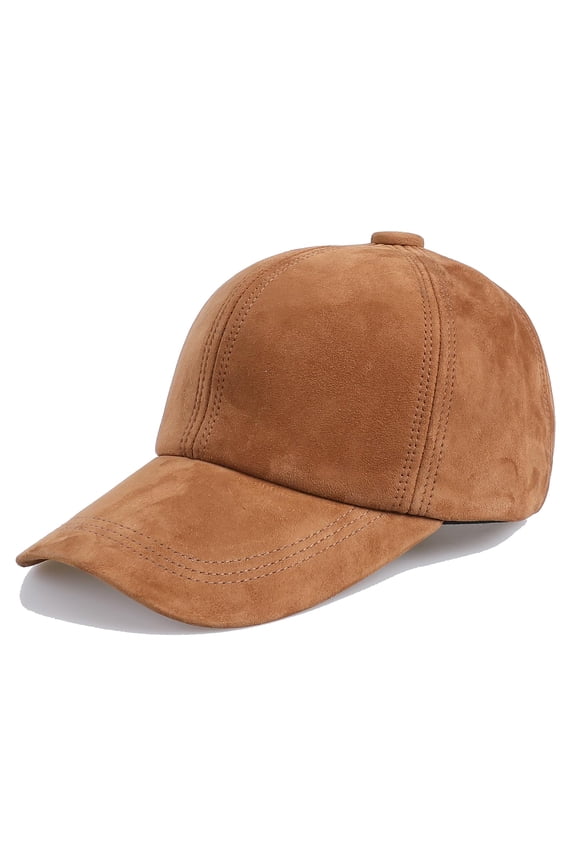Unisex Genuine Suede Leather Baseball Caps for Mens Womens-Adjustable Back Strap