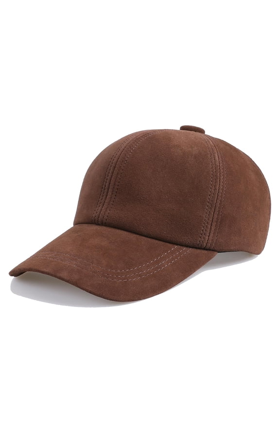 Unisex Genuine Suede Leather Baseball Caps for Mens Womens-Adjustable Back Strap