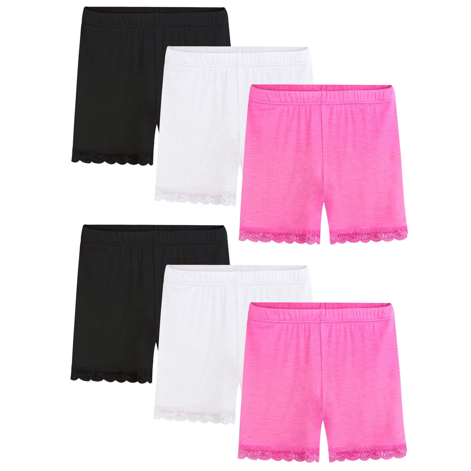 BOOPH Lace Bike Short Girls Dance Undershorts for 8-10 Years 6 Pack Mix  Color 2 