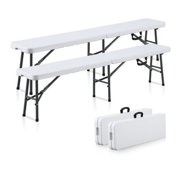 BOOSDEN 2 Pack 6 Foot Portable Folding Bench – Foldable Bench Seating for Indoor & Outdoor Use