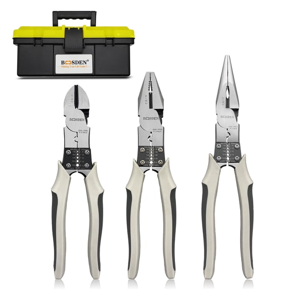BOOSDEN 3 Pcs Multi Tool Pliers, Linesman Plier, Diagonal Cutters Wire Cutters, Needle Nose Pliers, Combination Pliers Set, pliers Tool Set