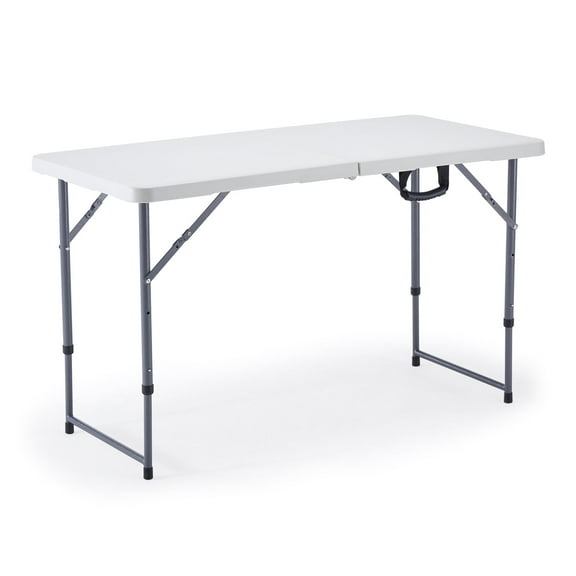 BOOSDEN 4 Foot Folding Table – Portable Adjustable Height Rectangle Table for Indoor & Outdoor Use