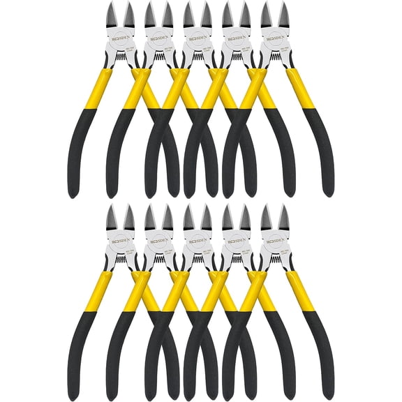 BOOSDEN 6.5-Inch Wire Cutters, 10-Pack, Spring Loaded Flush Cutters, Side Cutting Pliers