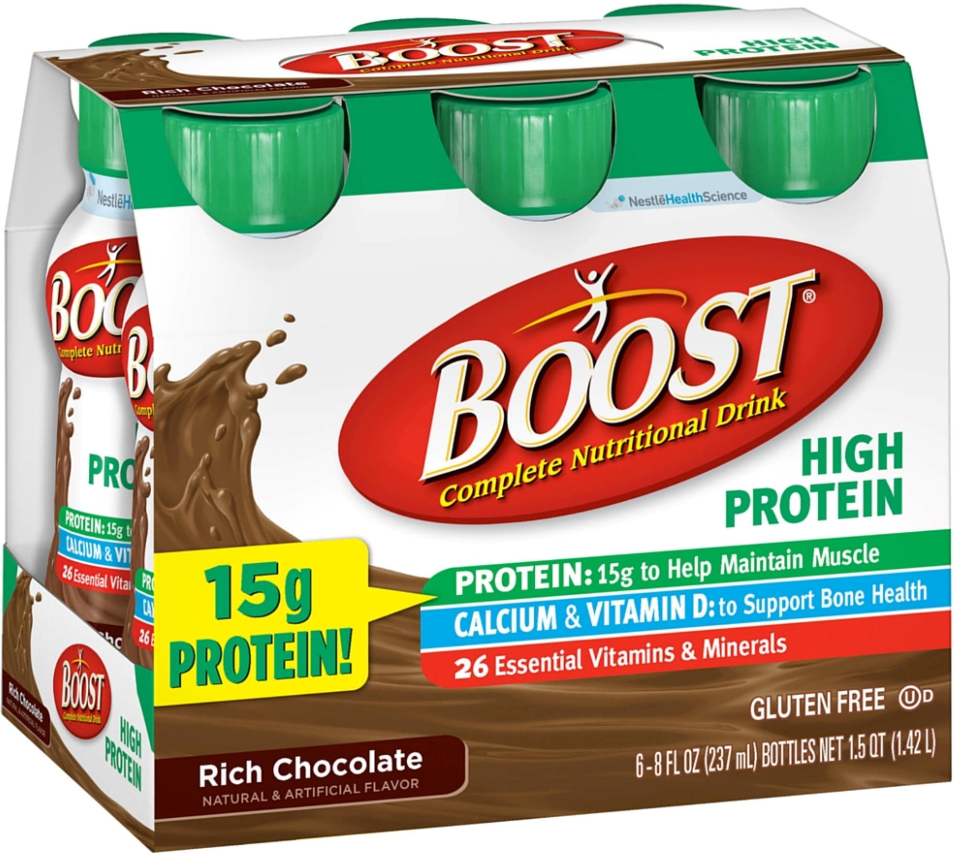 BOOST High Protein Complete Nutritional Drinks Rich Chocolate 8 oz, 6
