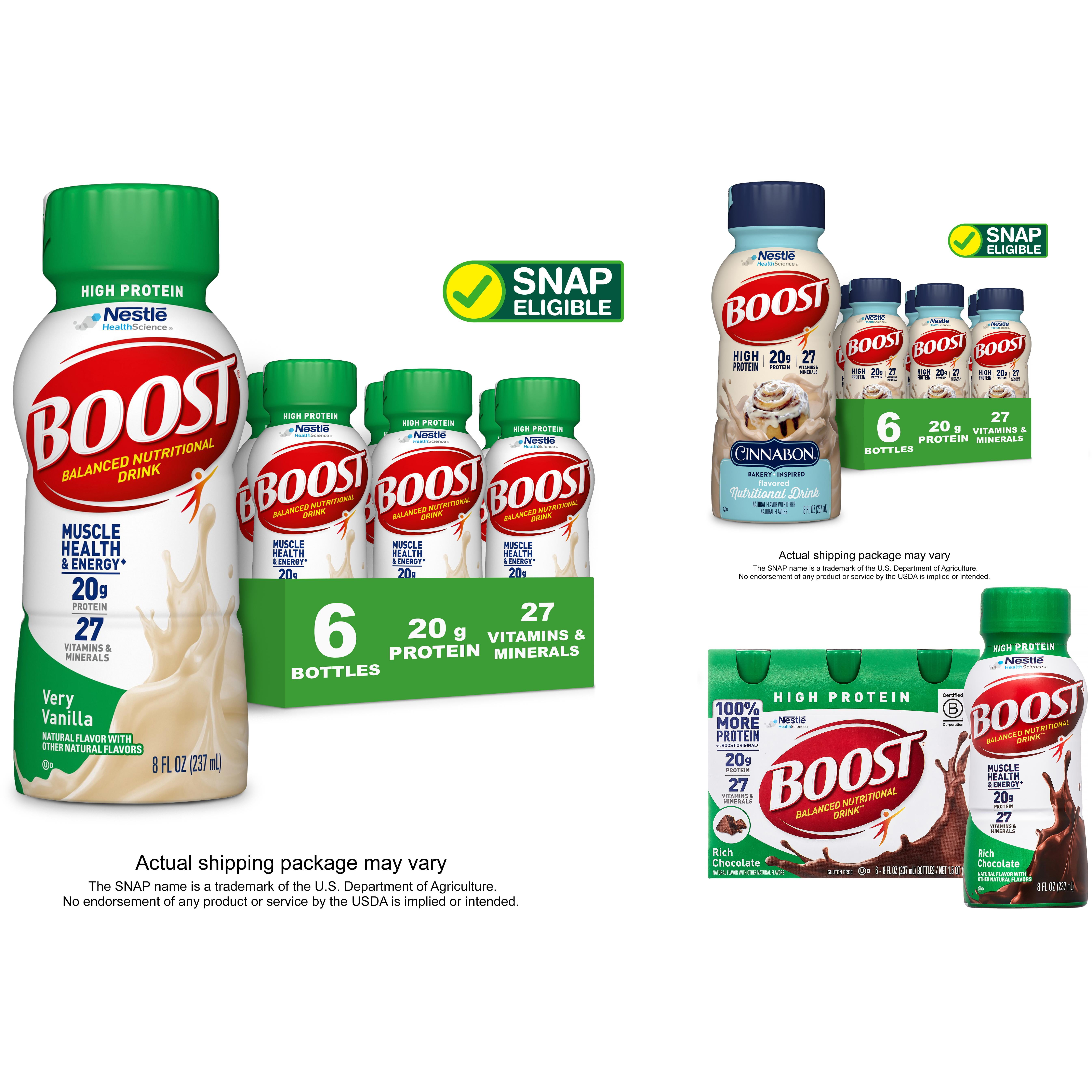 BOOST High Protein Nutritional Drink, 3 Mixed Flavors Bundle, 20g