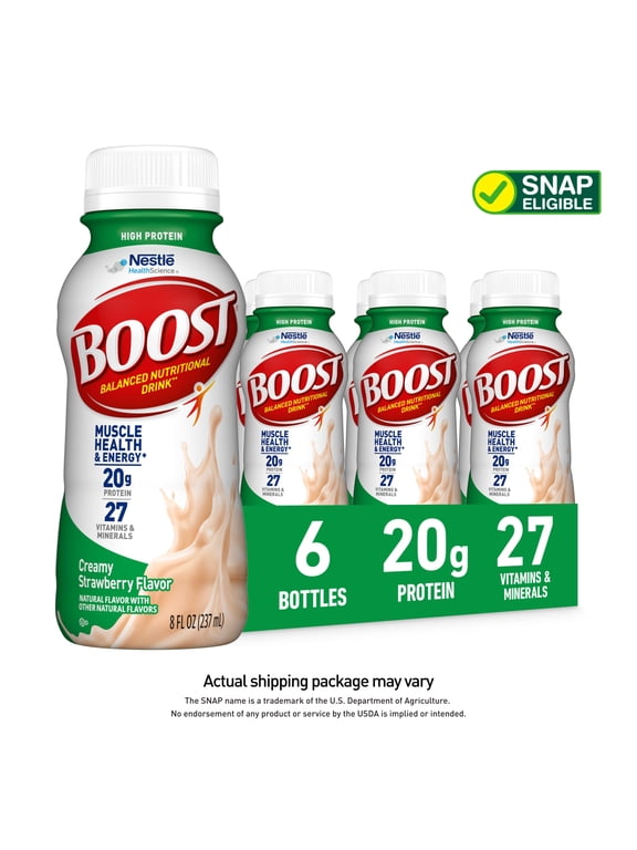 Nestle Boost High Protein Balanced Nutritional Drink Creamy Strawberry 8 oz Bottle 6 Ct