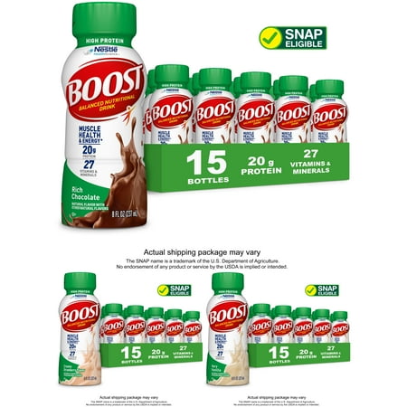 BOOST High Protein Nutritional Drink, Flavor Variety Pack, 45 - 8 fl oz Bottles