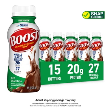 (2 pack) BOOST Plus Nutritional Drink Protein Shakes, Rich Chocolate, 8 ...