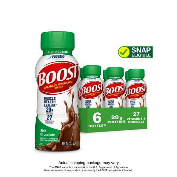 BOOST High Protein Nutritional Drink, Rich Chocolate, 20 g Protein , 6 - 8 fl oz Bottles