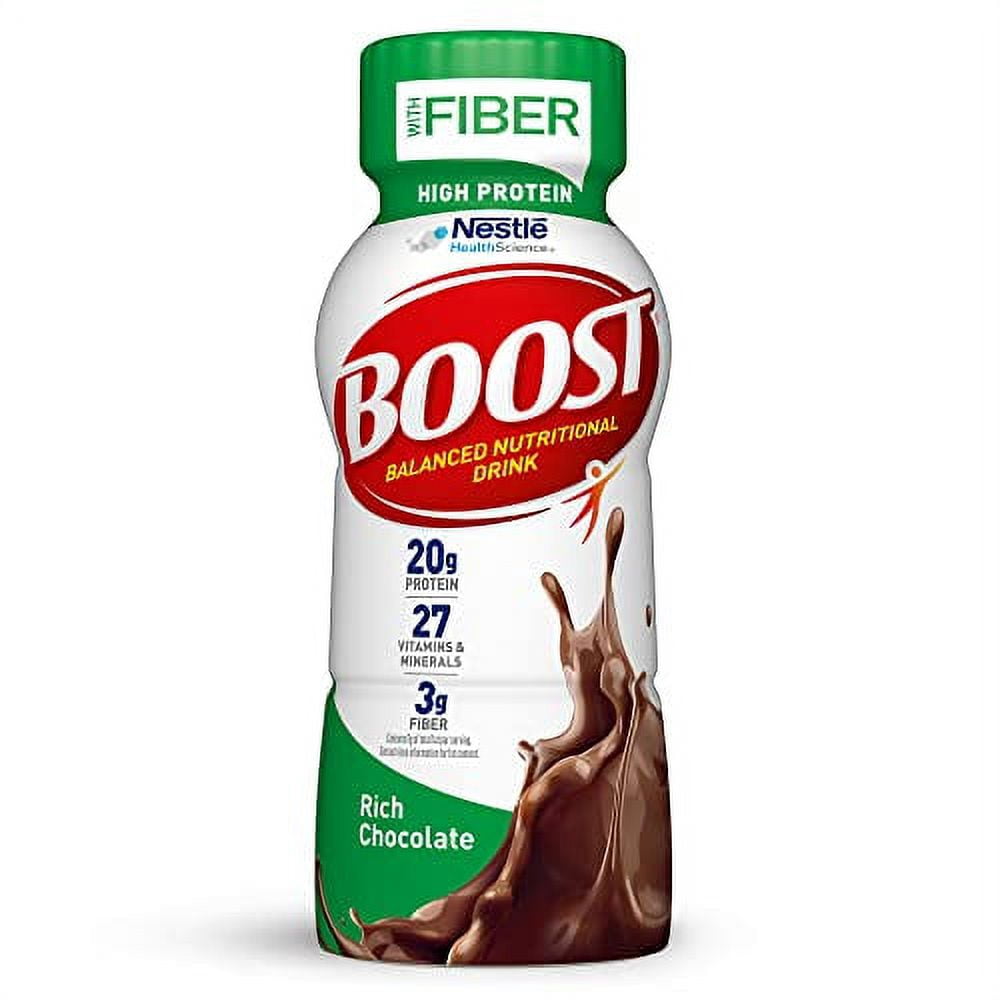 BOOST High Protein with Fiber Complete Nutritional Drink, Rich