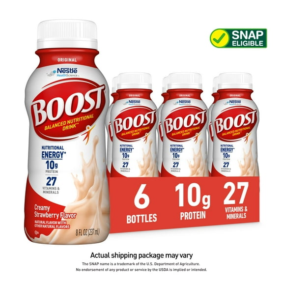 BOOST Original Balanced Nutritional Drink Protein Shakes, Creamy Strawberry, 8 fl oz, 6 Pack
