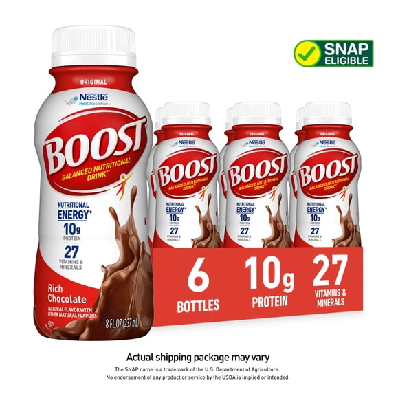 BOOST Original Balanced Nutritional Drink Protein Shakes, Rich Chocolate, 8 fl oz, 6 Pack