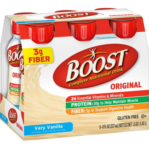 BOOST Original Balanced Nutritional Drink, Very Vanilla, 10 g Protein, 6 - 8 fl oz Bottles