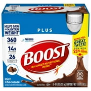 BOOST Plus Nutritional Drink Protein Shakes, Rich Chocolate, 8 fl oz, 6 Pack