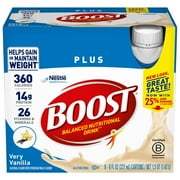 BOOST Plus Nutritional Drink Protein Shakes, Very Vanilla, 8 fl oz, 6 Pack