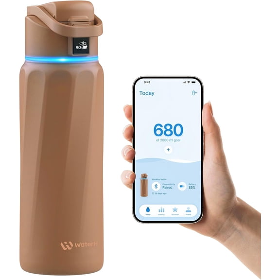 BOOST Smart Water Bottle with Reminder & Tracker, Double Wall Vacuum Insulated Bottles Stainless Steel, 32oz BPA-Free Wide Mouth for Gym, Office, School, Ideal Gift Christmas, New Year