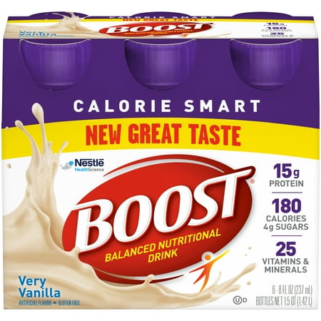 BOOST Women Nutritional Protein Drink Shakes with Biotin and Zinc, Very Vanilla, 8 fl oz, 6 Pack