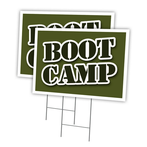 BOOT CAMP 2 Pack Of 12" x 16" Yard Sign & Stake | Advertise Your Business | Stake Included Image On Front Only | Made in The USA