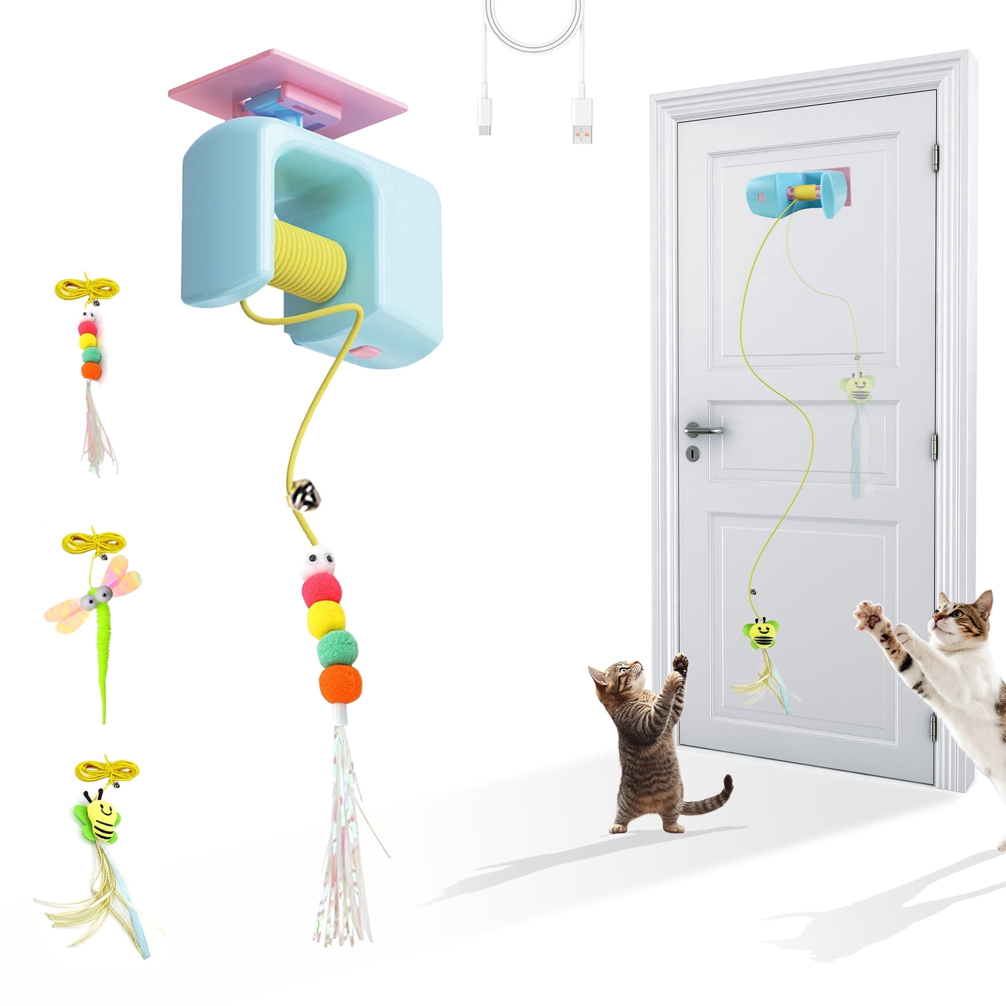 BOOTEELY Interactive Cat Toy Hanging Motion Sensor Retractable 3 ...