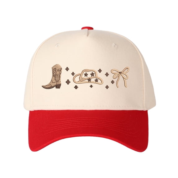 BOOTS HAT RIBBON Letter Embroidered Color Block Trucker Hat Unisex Adjustable Cotton Breathable Fashion Cap for Travel Daily Wear