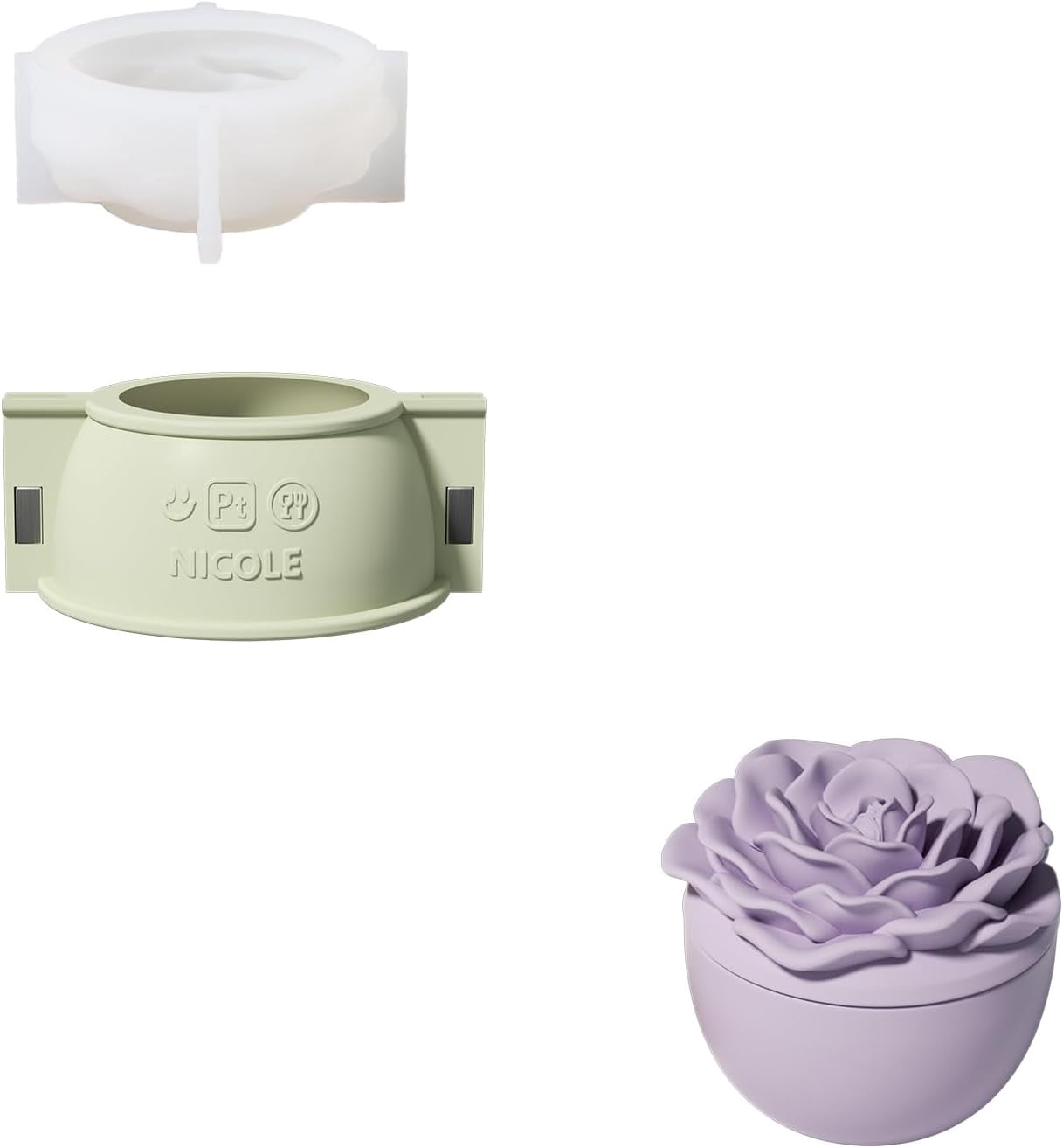 Rose Flower Candle Jar Silicone Molds With Lid & Refill Mold - DIY Candle Making Set For Jesmonite, Concrete, Mother's Day Gifts