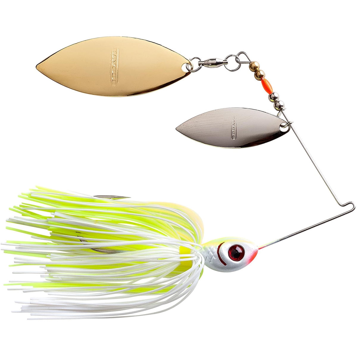 BOOYAH Blade Double Willow Fishing Lure Spinnerbait Two Blade White  Chartreuse 1/2 oz 