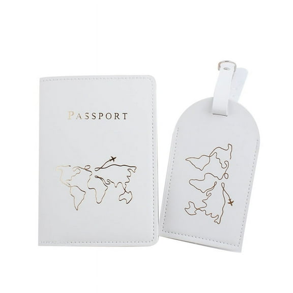 BOOYOU Hot Stamping The World Map Passport Cover with Luggage Tags Holder Case Organizer Card Travel Protector Organizer