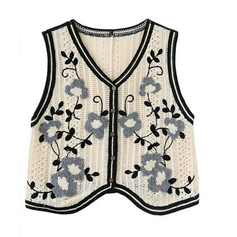 BOOYOU Korean Style Women Crochet Knit Crop Top Vest Vintage