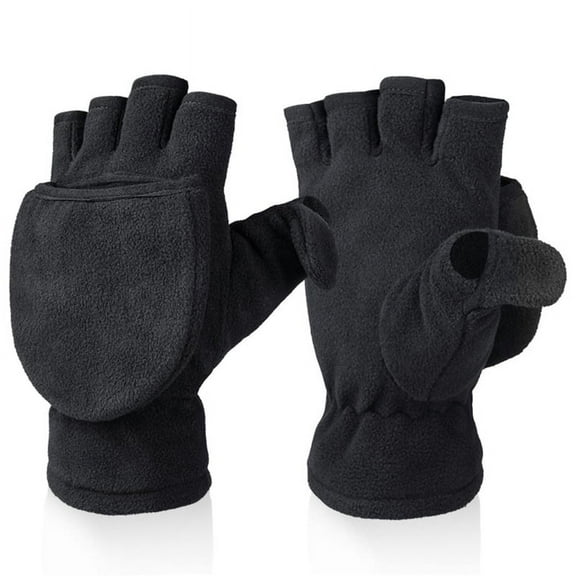 BOOYOU Man Women Winter Glove Polar Fleece Kids Mittens Convertible Flip Top Fingerless