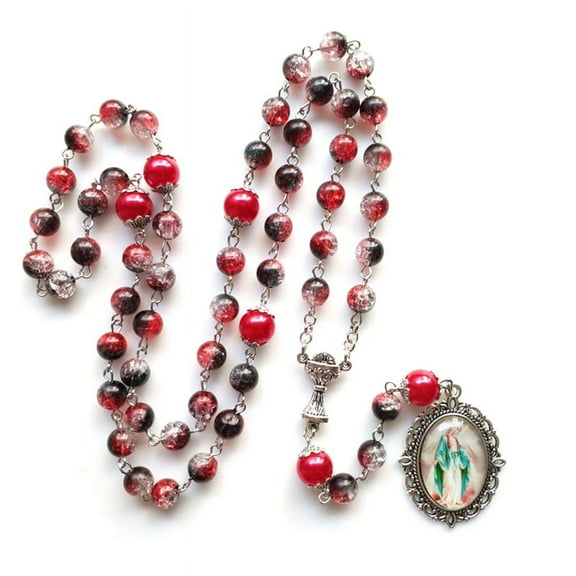 BOOYOU Mary Blessing Rosary Prayer Necklace virgin Mary Pendant Religious Jewelry