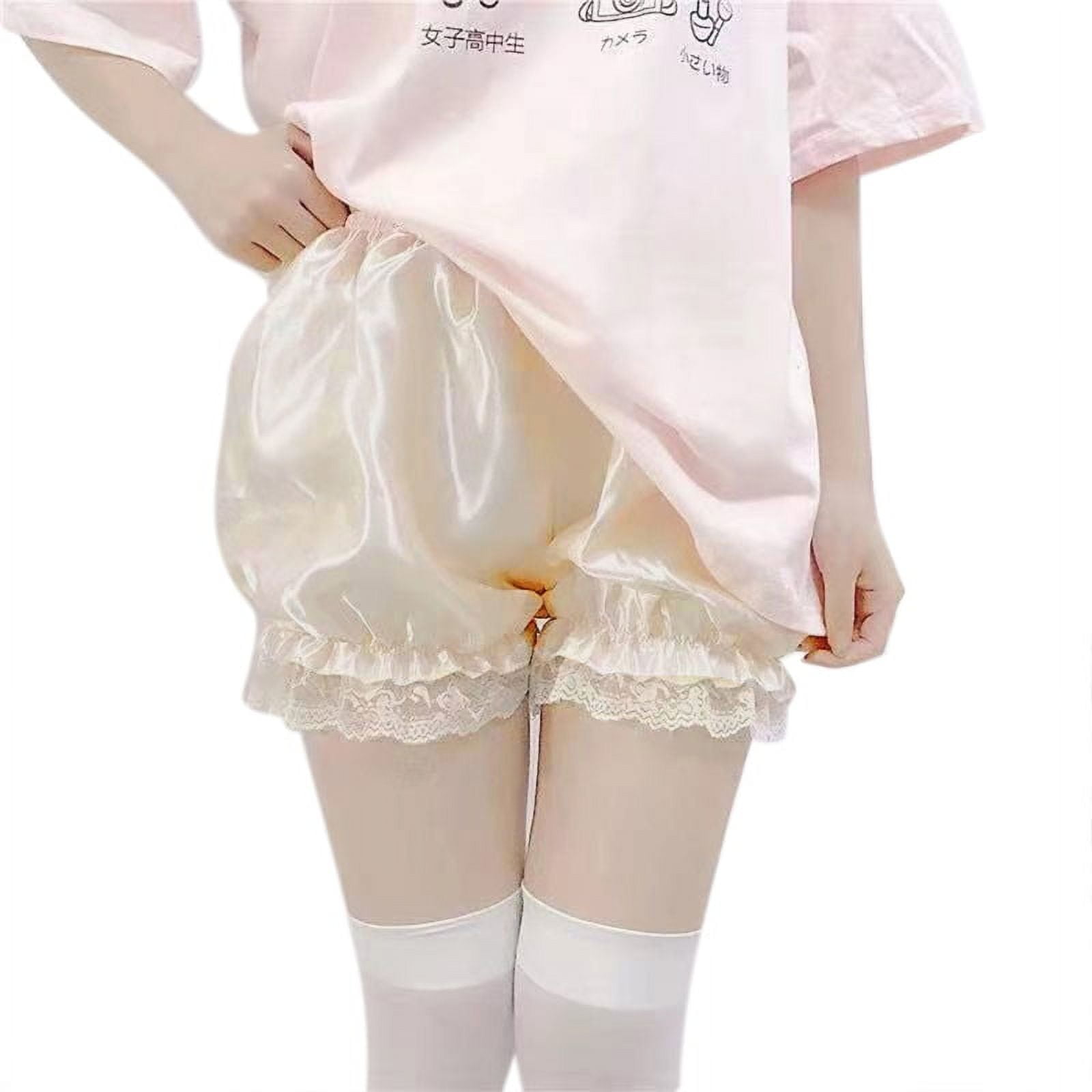 BOOYOU Women Girls Silky Satin Lolita Bloomers Ruffles Lace