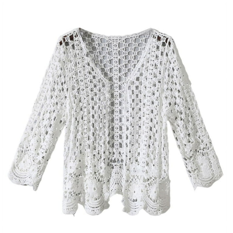 Women's Trumpet Sleeve Lace Medium Long Loose Sunscreen Cardigan Women's Trumpet Sleeve Lace Medium Long Loose Sunscreen Cardigan
