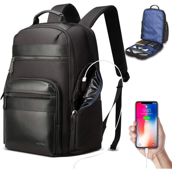 BOPAI 30L Travel Backpack for Men Business Laptop Backpack 15.6 inch Computer bagpack with USB Charging Water-Resistant Rucksack Black Black3