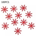 thumbnail image 1 of BOPORO 100 pcs Snowflakes White Glitter Snowflake Christmas Snowflake Ornaments Plastic Glitter Snow Flakes Ornaments for Xmas Tree Hanging Decoration, 1 of 6
