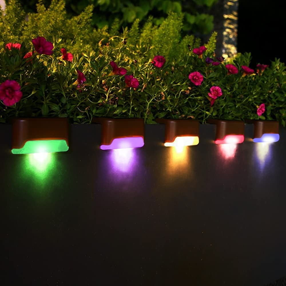 BOPORO 16 Pack Solar Deck Lights Outdoor, Color Glow Solar Step Lights ...